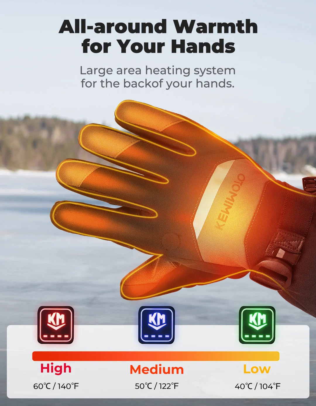 Heated Gloves with Magnetic Flap