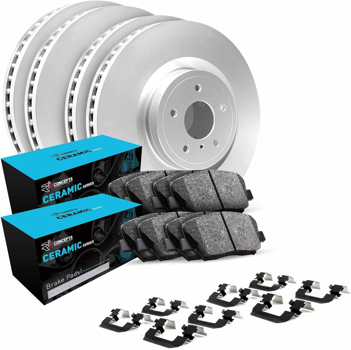 Ceramic brake pads and drilled brake rotors set for vehicles, LynXautoinnovate automotive parts