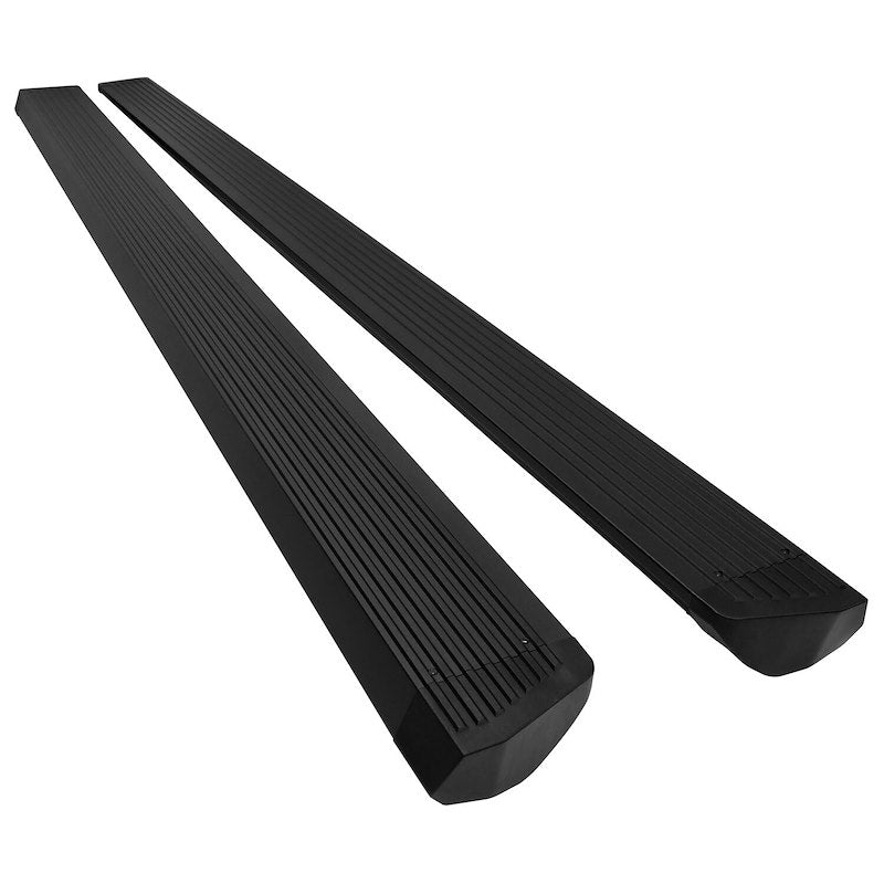 Two black running boards on a white background