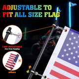 Adjustable 180° rotatable flag pole mount for vehicles with USA flag, night off-road setting, LynXautoinnovate automotive accessory