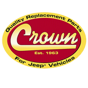 A circular red and yellow Crown logo decal with the words 'Quality Replacement Parts', 'Crown', 'Est. 1963', and 'For Jeep Vehicles' on a plain white background.