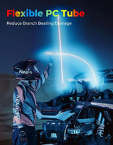 Rider in helmet showing LynXautoinnovate flexible PC tube light on ATV for automotive protection