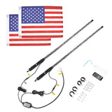 LynXautoinnovate LED whip light kit with two American flags, remote, and mounting hardware