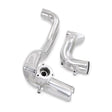 Chrome automotive intercooler manifold on a white background