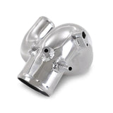 Chrome intercooler pipes on a white background