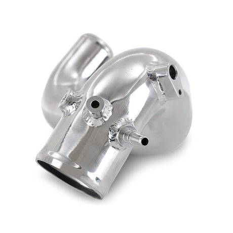 Chrome intercooler pipes on a white background