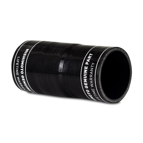 Black silicone hose with Mishimoto branding on a white background