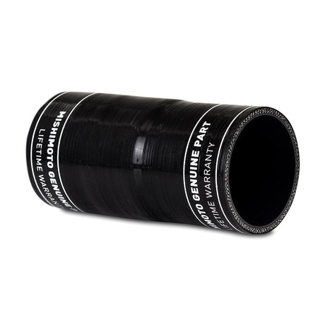 Black silicone hose with Mishimoto branding on a white background