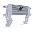 An M2 intercooler with a silver aluminum housing and black striped radiator core, shown on a white background.