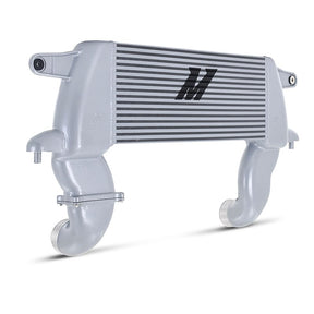 An M2 intercooler with a silver aluminum housing and black striped radiator core, shown on a white background.