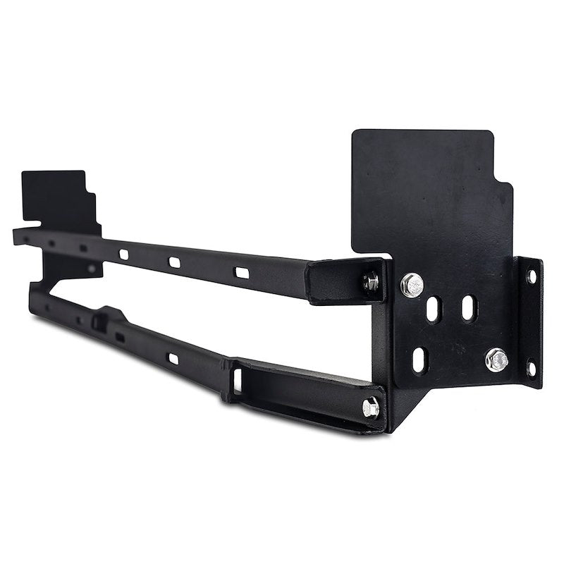 Black metal bumper bracket on a white background