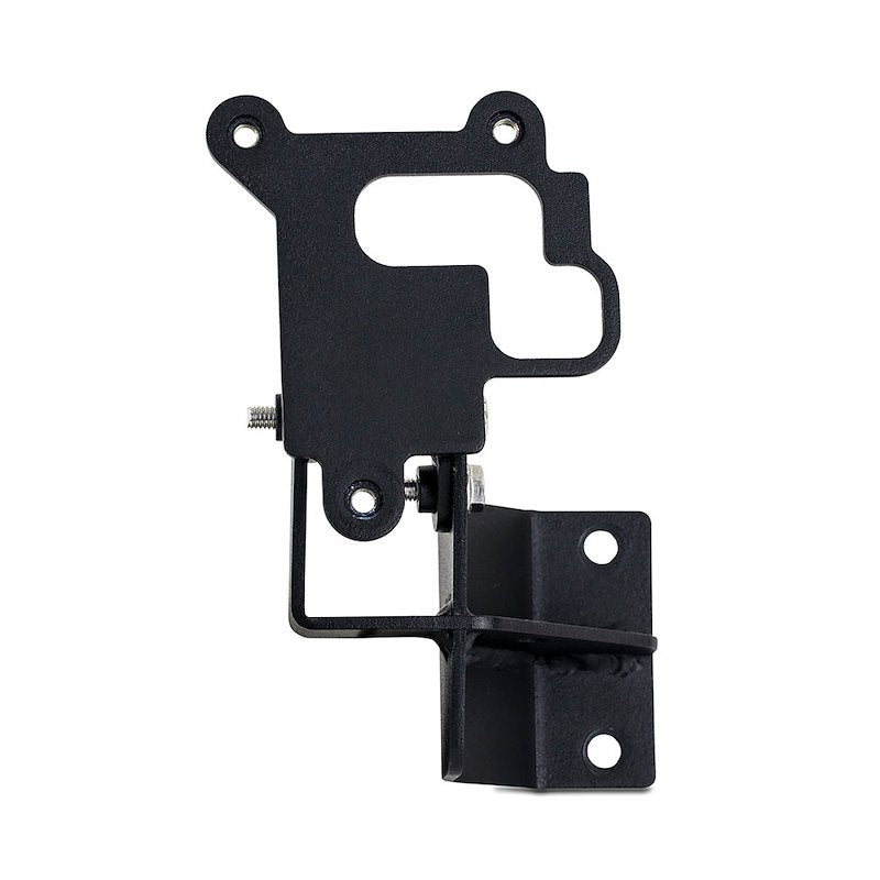 Black metal bracket on a white background