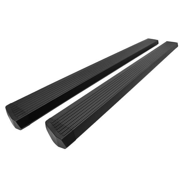 Two black running boards on a white background